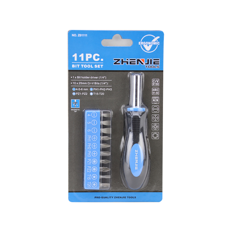 Set di 11 punte a cricchetto Phillips Pozidriv Torx con intaglio