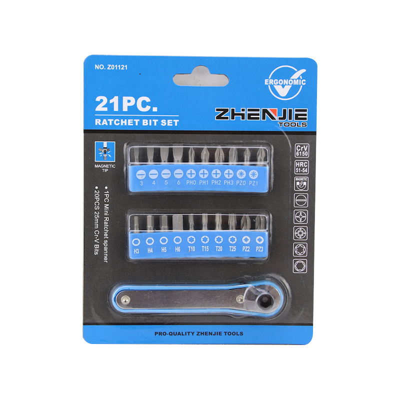 Set di punte a cricchetto Torx esagonale Pozidriv Phillips da 21 pezzi