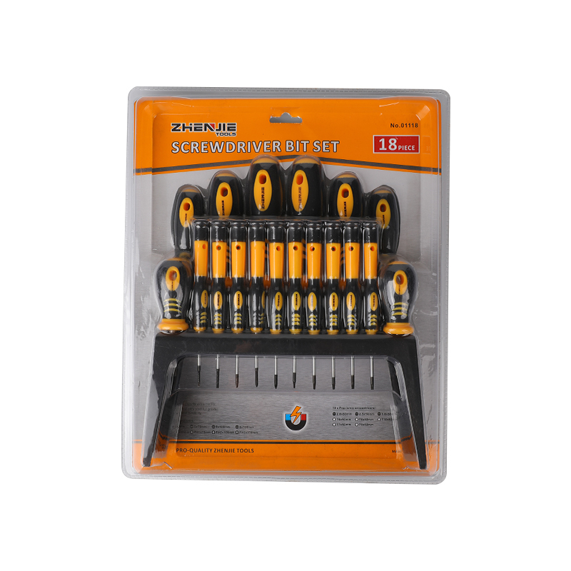 Set di cacciaviti Torx e Phillips a taglio con ripiano in plastica da 18 pezzi e confezione in doppio blister