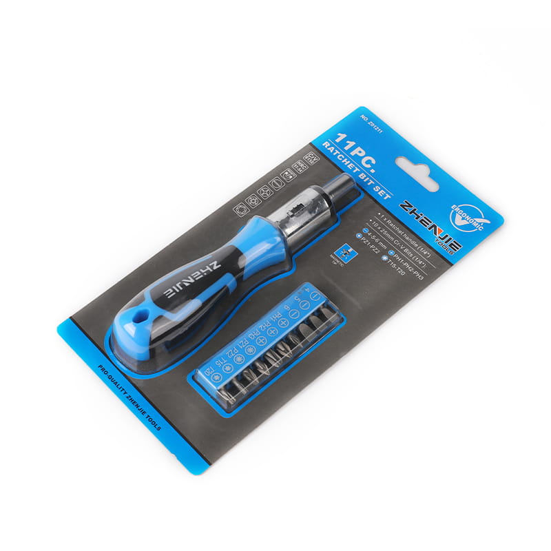Set di 11 driver per portapunte e set di punte Torx Pozidriv con intaglio Phillips