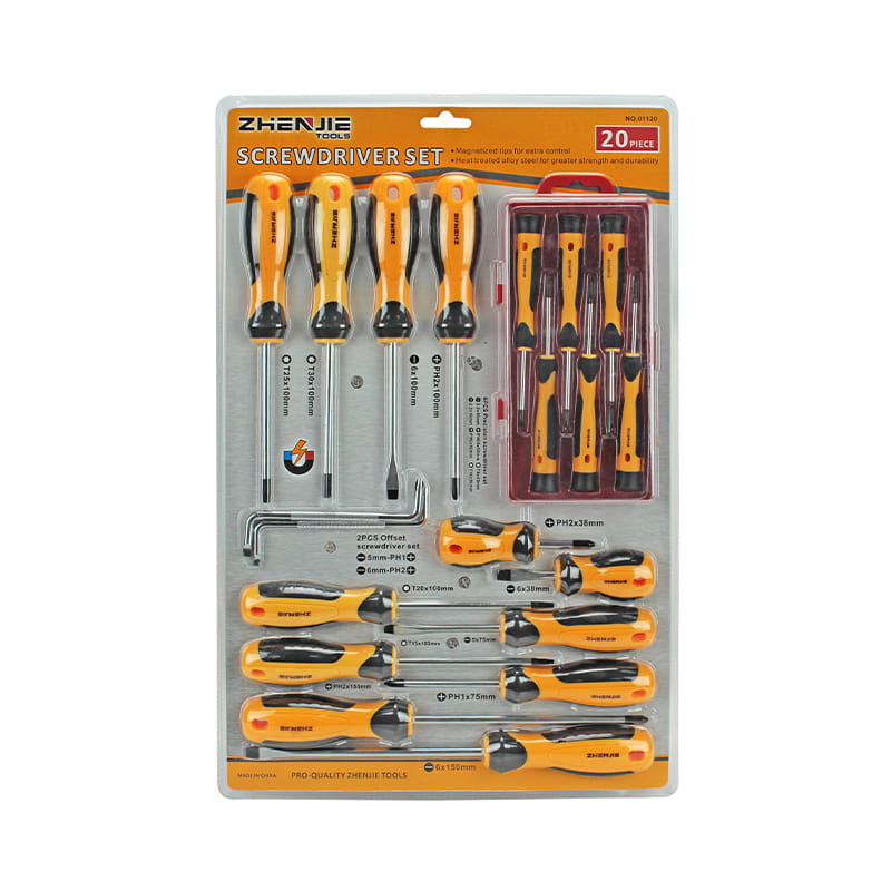 Set di cacciaviti Torx e Phillips a taglio con confezione in doppio blister da 20 pezzi