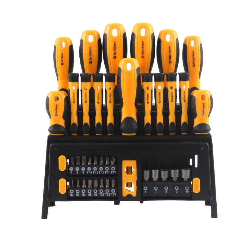 Set di punte per cacciavite e dadi elettrici da 39 pezzi con ripiano in plastica e confezione in doppio blister
