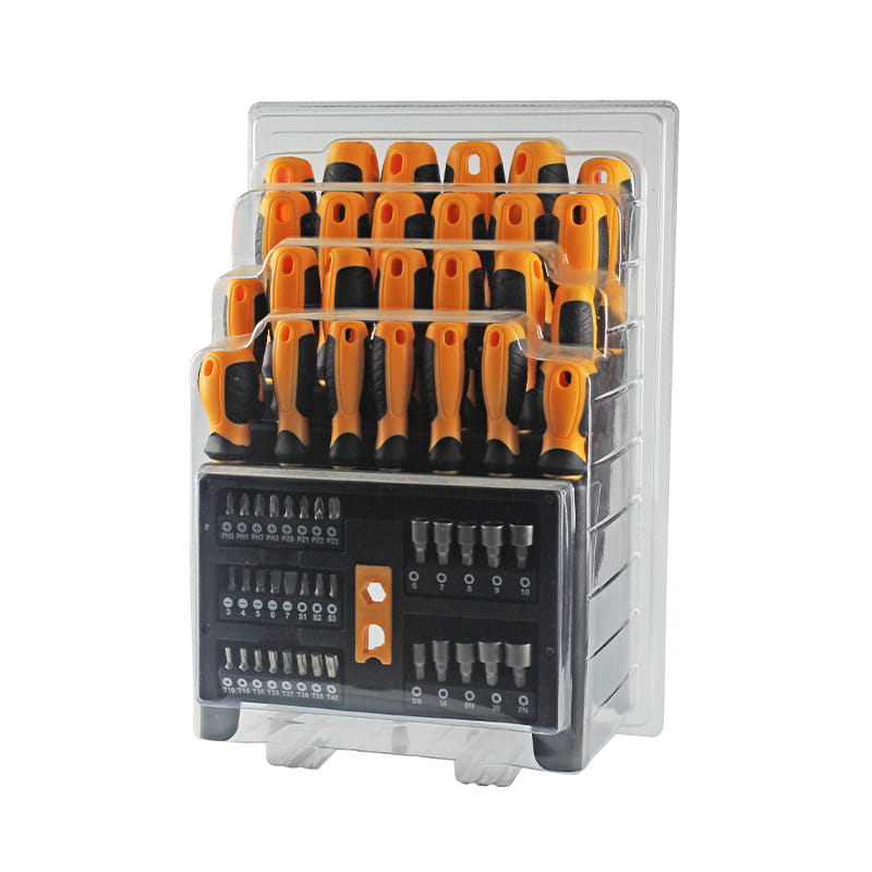 Set di punte per cacciavite e dadi elettrici da 61 pezzi con ripiano in plastica e confezione in doppio blister