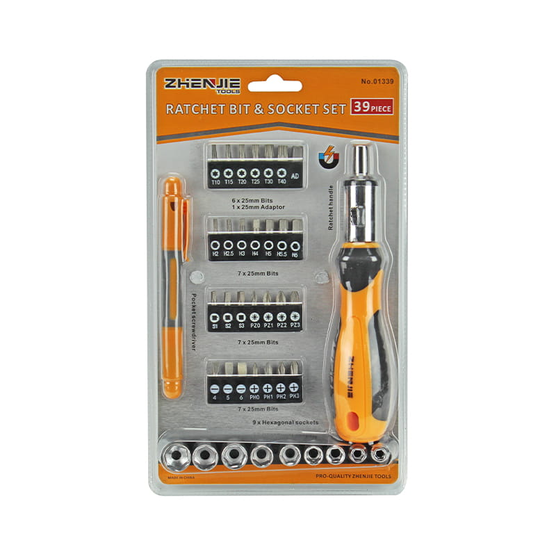 Set di punte e bussole a cricchetto da 39 pezzi