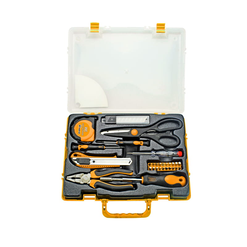 Set di strumenti combinati per imballaggio in scatola di plastica da 39 pezzi