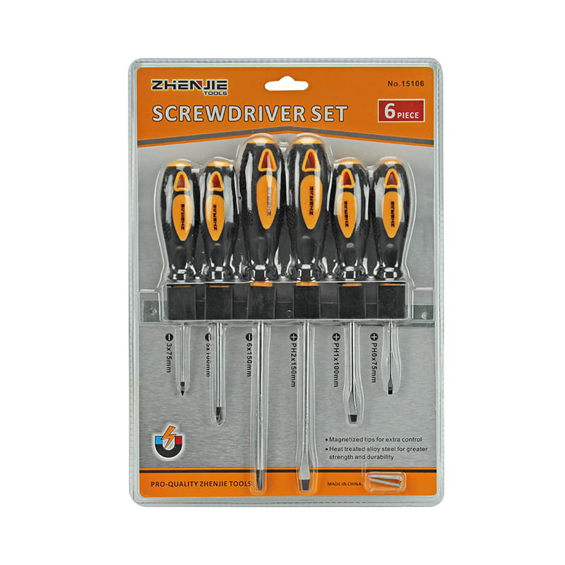Set di cacciaviti CRV con confezione in doppio blister da 6 pezzi