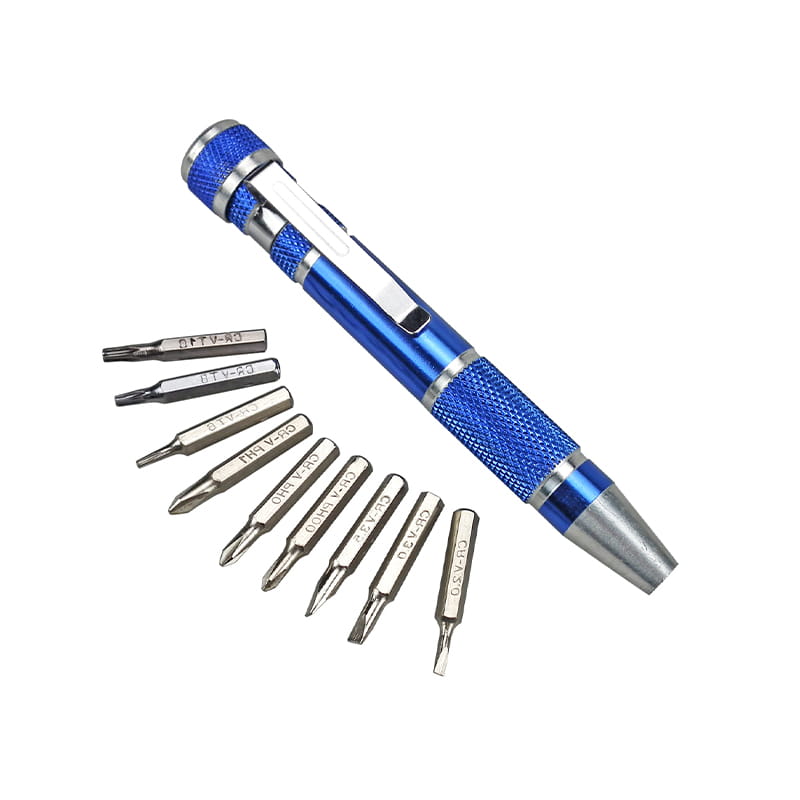Set di punte per cacciavite tascabile in alluminio 9 in 1